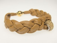 Geflochtenes Nappaleder-Armband in Cognac mit...