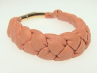 Geflochtenes Nappaleder-Armband in Apricot mit...