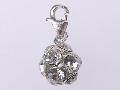 Charm-Anhänger 925 Silber - Strasskugel