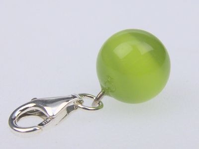 Charm-Anhänger 925 Silber - Synthetische Perle Hellgrün