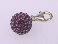 Charm-Anhänger 925 Silber - Glassteine Amethyst