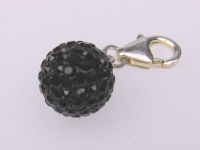 Charm-Anhänger 925 Silber - Glassteine Schwarz