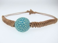 Armband aus Känguruleder mit Rochenkugel (16mm) -...