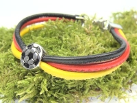 Nappaleder-Armband Deutschlandfarben mit Edelstahlperle...